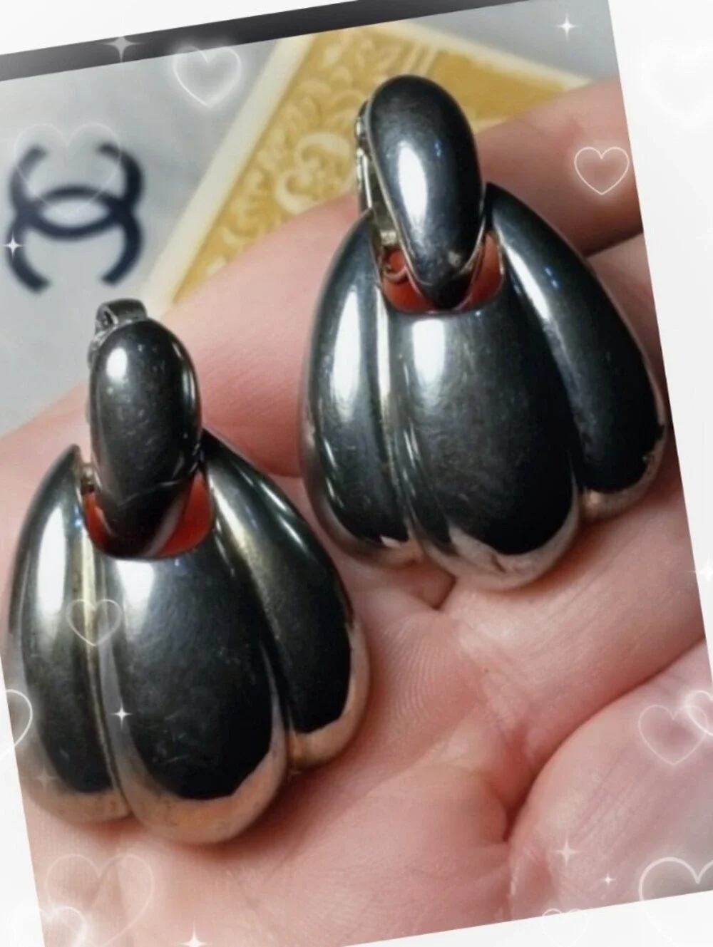 GIVENCHY PARIS NY Gun Metal Vintage Earrings